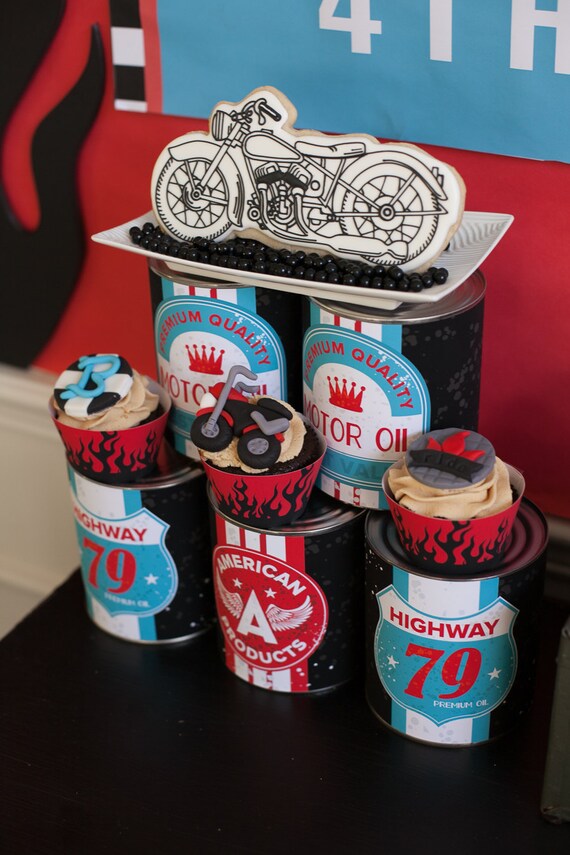 Motorcycle Birthday Party Printable Oil Can Labels - 3 SIZES! - INSTANT DOWNLOAD Il_570xn