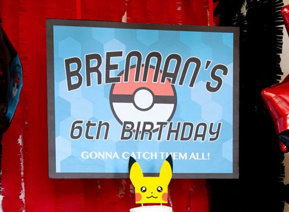 Pokemon Inspired Birthday Poster 24x30 inches - CUSTOMIZED Il_570xn