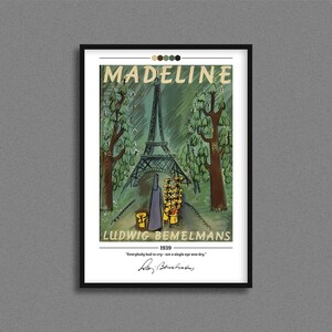 Póster de portada de Madeline / Ludwig Bemelmans / Póster de Madeline / Impresión de portada de Madeline / Pósters de libros / Regalo para amantes de los libros / Portada de Madeline
