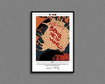 Brave New World Book Cover Poster | Aldous Huxley | Brave New World Poster | Brave New World Cover Print | Book Posters | Book Lover Gift