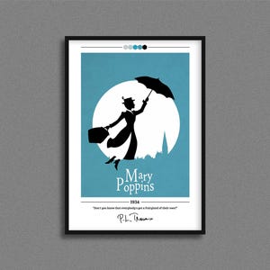 Póster de portada de Mary Poppins / P. L. Travers / Póster de Mary Poppins / Impresión de portada de Mary Poppins / Pósters de libros / Regalo para amantes de la lectura
