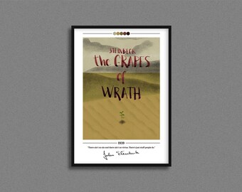 The Grapes of Wrath Book Cover Poster | John Steinbeck | The Grapes of Wrath Poster | The Grapes of Wrath Cover Print | Book Poster