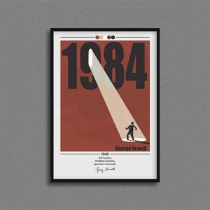 Póster de portada de libro de 1984 / George Orwell / Póster de George Orwell 1984 / Impresión de portada de George Orwell 1984 / Pósters de libros / Regalo para amantes de los libros