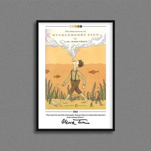 The Adventures of Huckleberry Finn Book Cover Poster | Mark Twain | Adventures of Huckleberry Finn Poster |  Book Posters | Book Lover Gift
