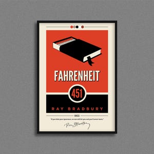 Póster de portada de Fahrenheit 451 / Ray Bradbury / Póster de Fahrenheit 451 / Impresión de portada de Fahrenheit 451 / Pósters de libros / Regalo para amantes de los libros