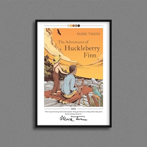 The Adventures of Huckleberry Finn Book Cover Poster | Mark Twain | Adventures of Huckleberry Finn Poster |  Book Posters | Book Lover Gift