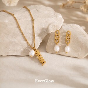 18K Gold-Plated Chain Link Earrings: Baroque Pearl Drops image 3
