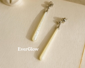 Mother of Pearl Teardrop Dangle Earrings | Sterling Silver Studs