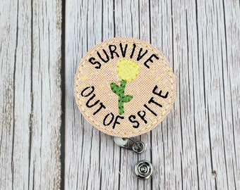 Survive Out Of Spite Badge Reel, Funny Badge Holder, Nurse ID Badge, Retractable Badge Clip, Badge Topper, Coworker Gift, Badge Buddy