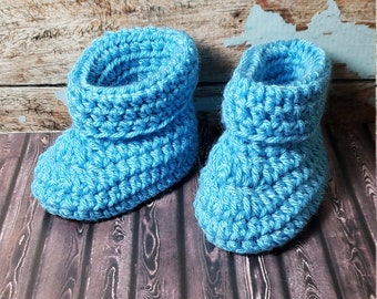 Blue Crochet Baby Booties, Newborn Crib Shoes, Baby Boy Crib Shoe, New Baby Gift Gift, Simple Crib Shoes, Baby Photo Props