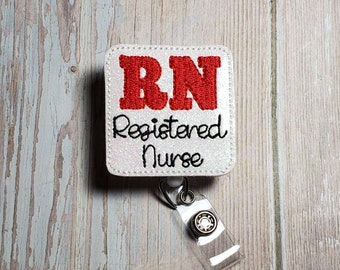 Registered Nurse Badge Reel, RN Badge Reel, Retractable ID Badge Holder, Medical Badge, Nurse Badge, Glittery Badge Clip, Badge Topper