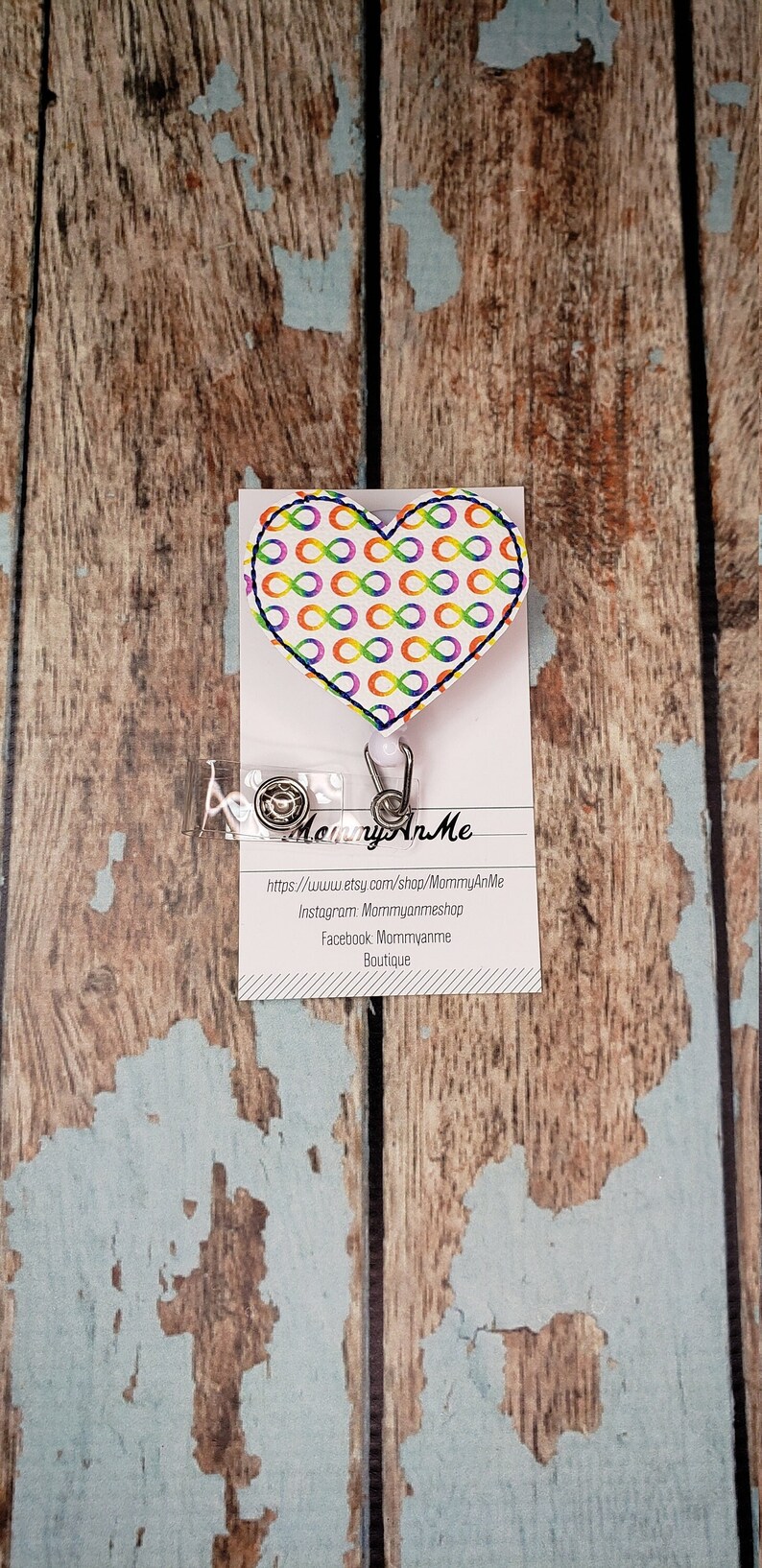 Neurodiversity Badge Reel, Heart Badge Reel, Retractable ID Badge Holder, Hospital ID Reel, Nurse Badge, Employee ID Holder, Badge Topper image 1