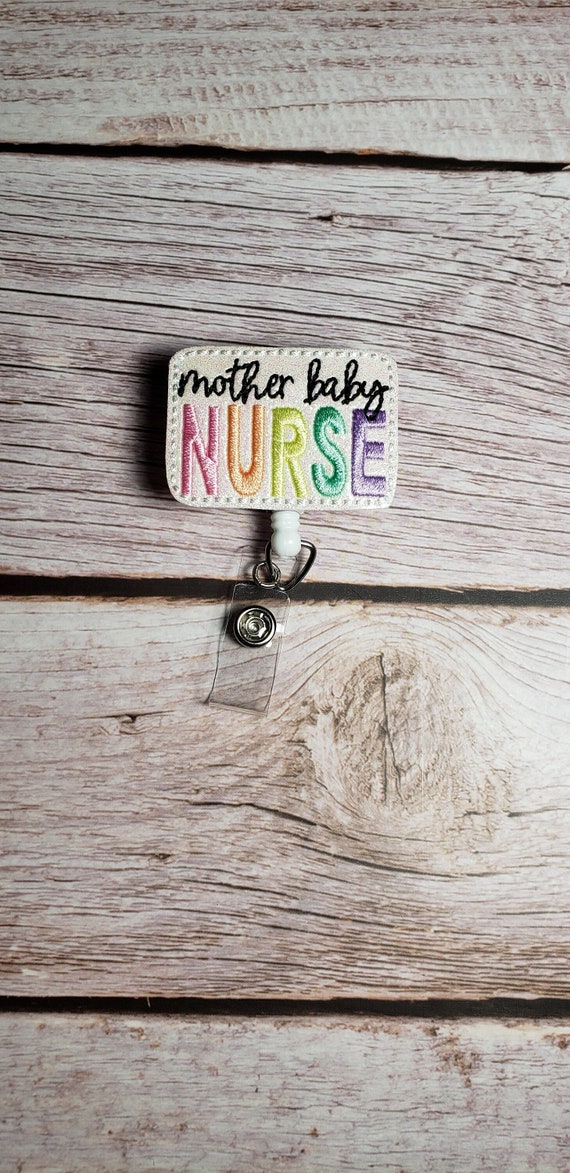 Mother Baby Nurse Badge Reel, Glittery Badge Reel Topper, Medical ID  Holder, MBU Badge Reel, Labor and Delivery Badge Reel 