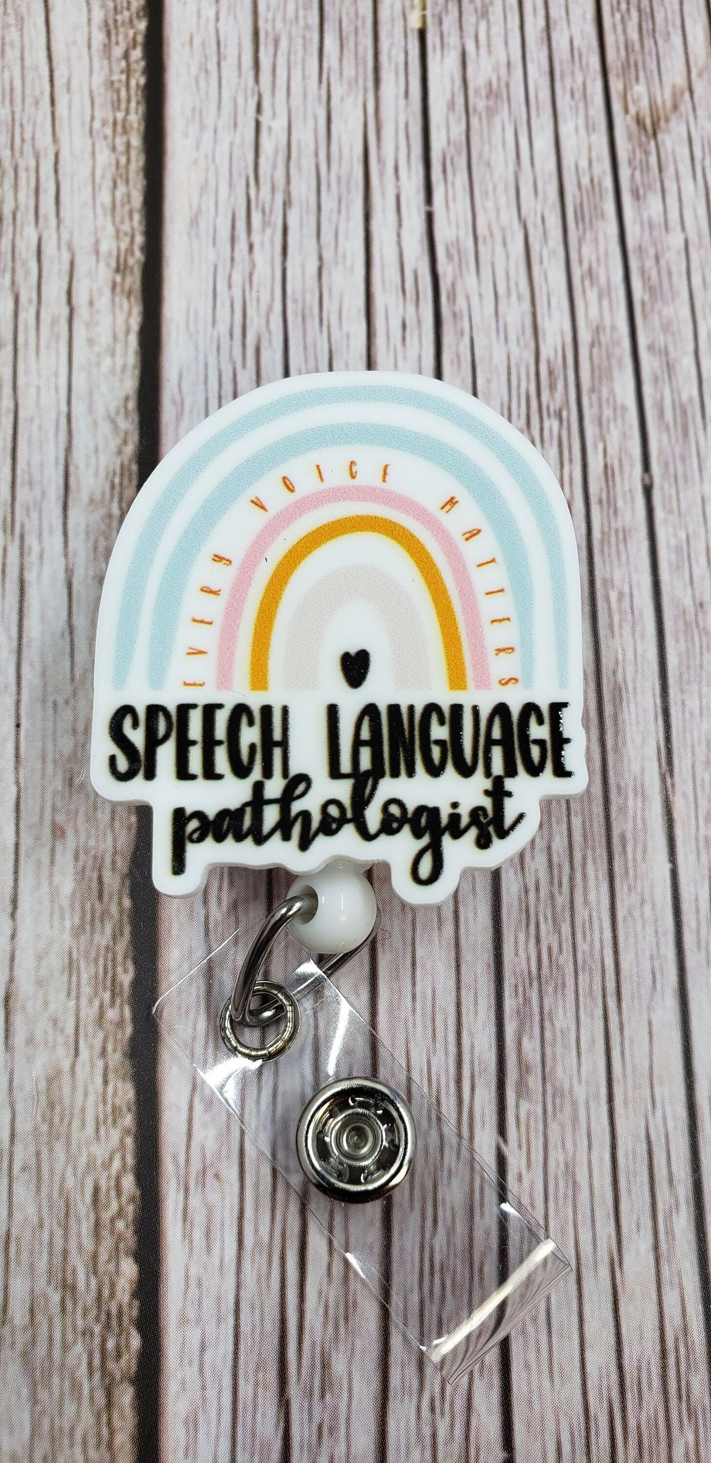 Speech Language Pathologist Badge Reel, Slp, Rainbow Badge Reel, Retractable ID Badge Holder, Resin Badge, Badge Topper, Badge Buddy