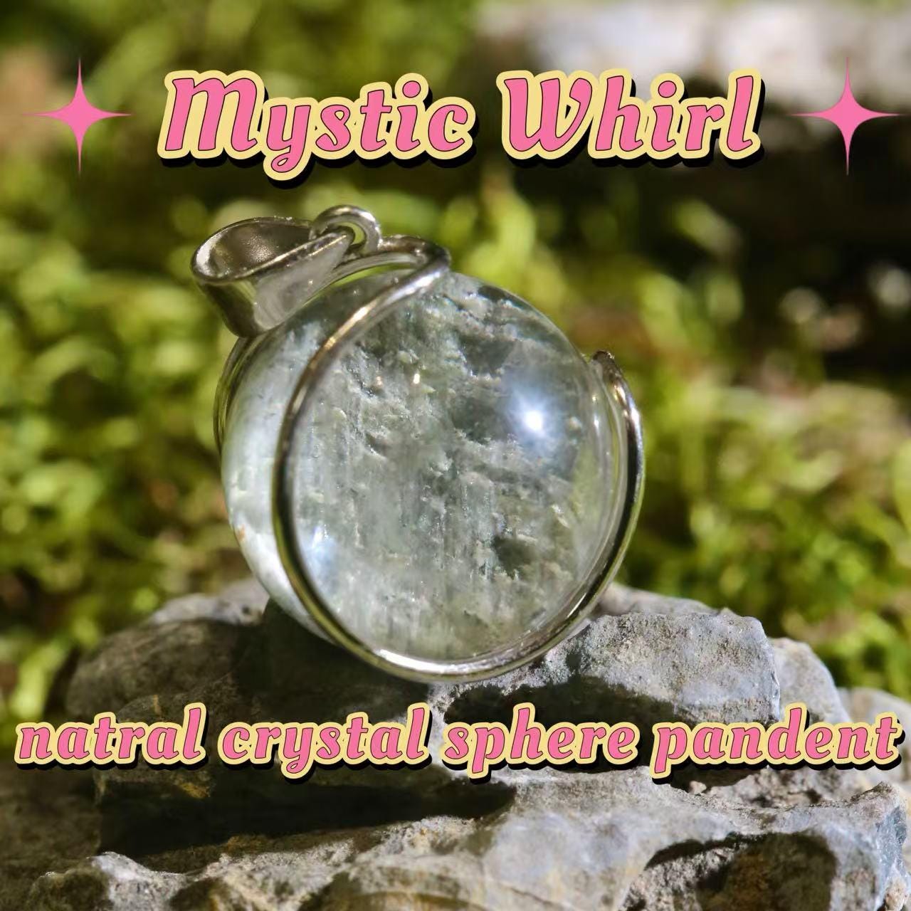 Clear Quartz Sphere Pendant: 925 Sterling Silver Crystal Ball Necklace