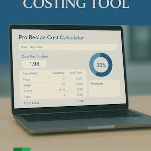 Pro Recipe Cost Calculator | Food Business Cost Control Tool | Ingredient Management | Editable Excel Template (Instant Download)