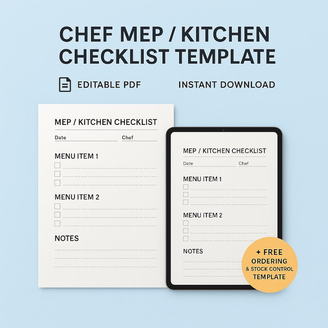 kitchen daily order list template | food stock & order... Chef Kitchen Prep Checklist | Food Business Daily Kitchen Operation ...