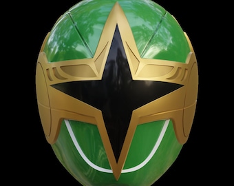 Zielony hełm samuraja rangera 3D, Power Rangers Ninja Storm Cosplay STL File, Ninja Storm Costume 3D Printable