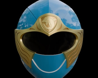 Niebieski hełm Ninja Ranger w modelu 3D, plik STL do cosplayu Power Rangers Ninja Storm, kostium Power Rangers do druku 3D