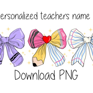 Teacher Pencil Paper PNG File, Teacher Pencil Coquette Bow Png, Back To School