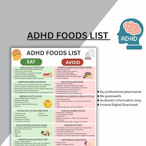 ADHD Nutrition Guide: Brain Food List, Meal Planner (Digital Download