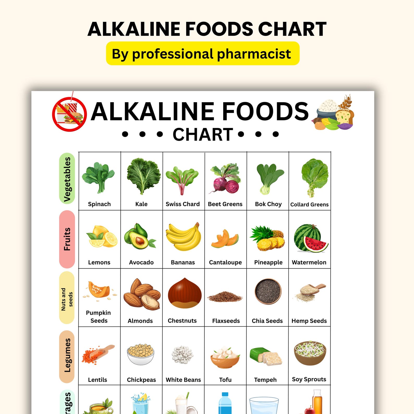 Ph Balance Chart.pdf Alkaline Foods Guide: Ph Balance Chart - Printable PDF - Etsy