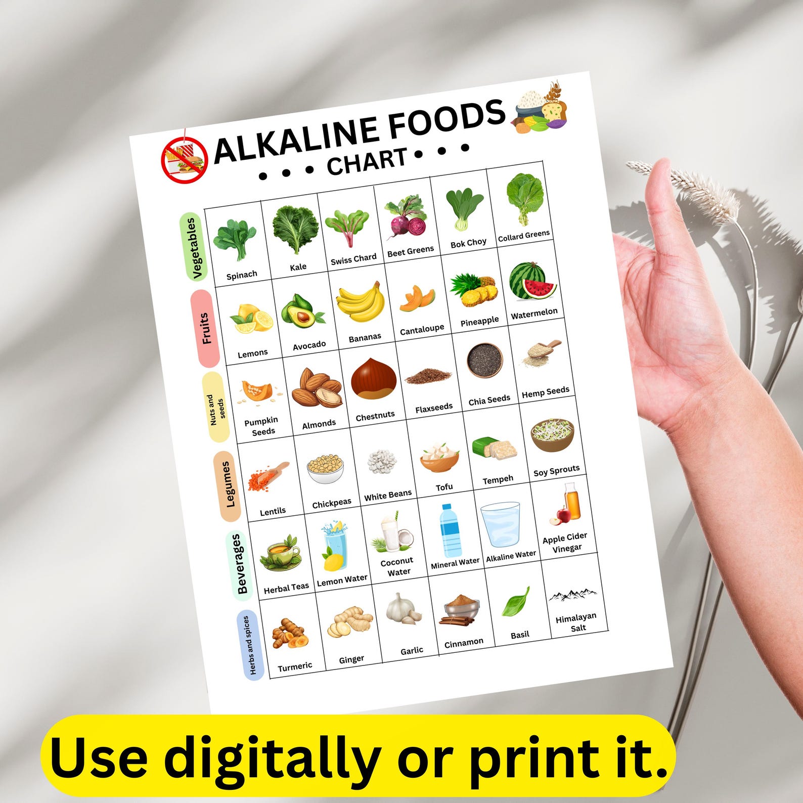 Ph Balance Chart.pdf Alkaline Foods Guide: Ph Balance Chart - Printable PDF - Etsy
