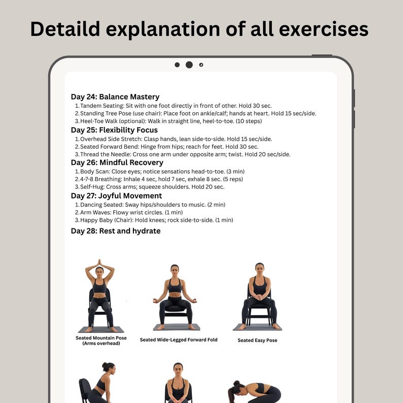 Printable Chair Yoga Chart: 4-week Seated Exercise Routine (PDF ...