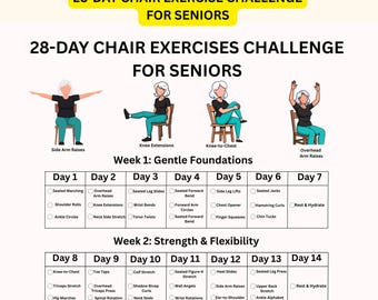 28-day Chair Exercises Guide for Seniors Seated Workout (digital