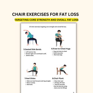 Chair Exercises for Core Strength & Fat Loss: Printable Guide (Digital Download)