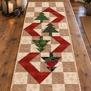 Christmas Tree Table Runner Pattern | Country Noel Pine Tree Quilt | Printed Paper Quilt Pattern