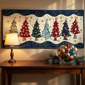 Christmas Tree Quilt Pattern | Printed Paper Starlight Spruce | Holiday Table Runner Template | Winter Wall Quilt Project