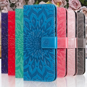 Funda de piel tipo cartera para iPhone 15, 14, 13, 12 y 11 Pro: con tarjetero y soporte, cierre magnético.