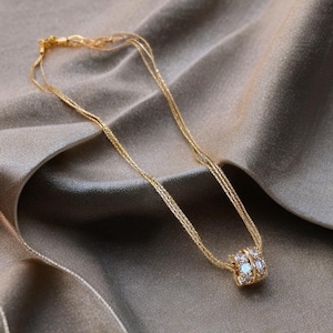 Luxury Gold Zircon Circle Pendant Necklace | Multi-Layer Chain | Elegant Women’s Wedding & Party Jewellery
