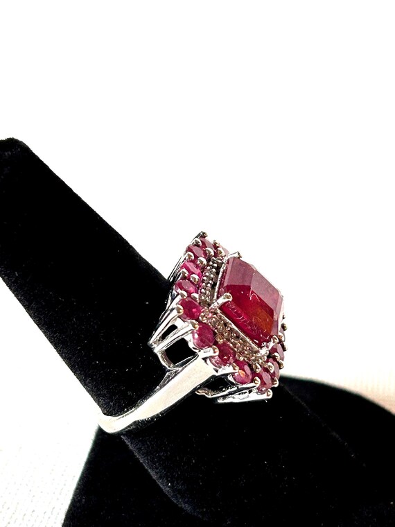 Sterling Silver Mahaleo Ruby Ring: Square Gemston… - image 3