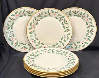 Set of 7 Lenox Holiday Dinner Plates, Dimension Collection 10 3/4"