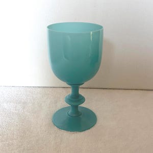 Rare Vintage French Portieux Vallerysthal Handmade Blue Opaline Water Goblet from the 1930s. 6.5&quot;.Tall 3.25 Wide. Free Shipping.