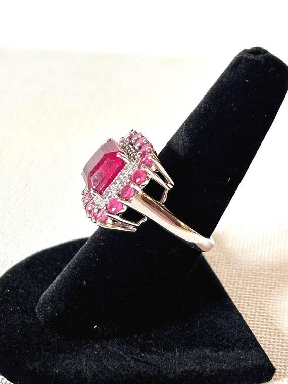 Sterling Silver Mahaleo Ruby Ring: Square Gemston… - image 2