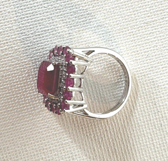 Sterling Silver Mahaleo Ruby Ring: Square Gemston… - image 6