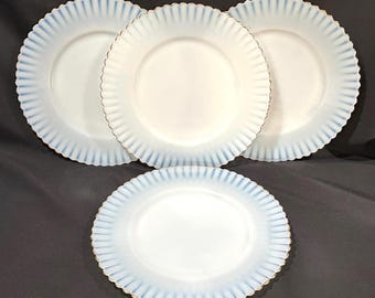 Vintage Set of 4 MacBeth-Evans Monax Petalware Salad Plates, Gold Trim 8"