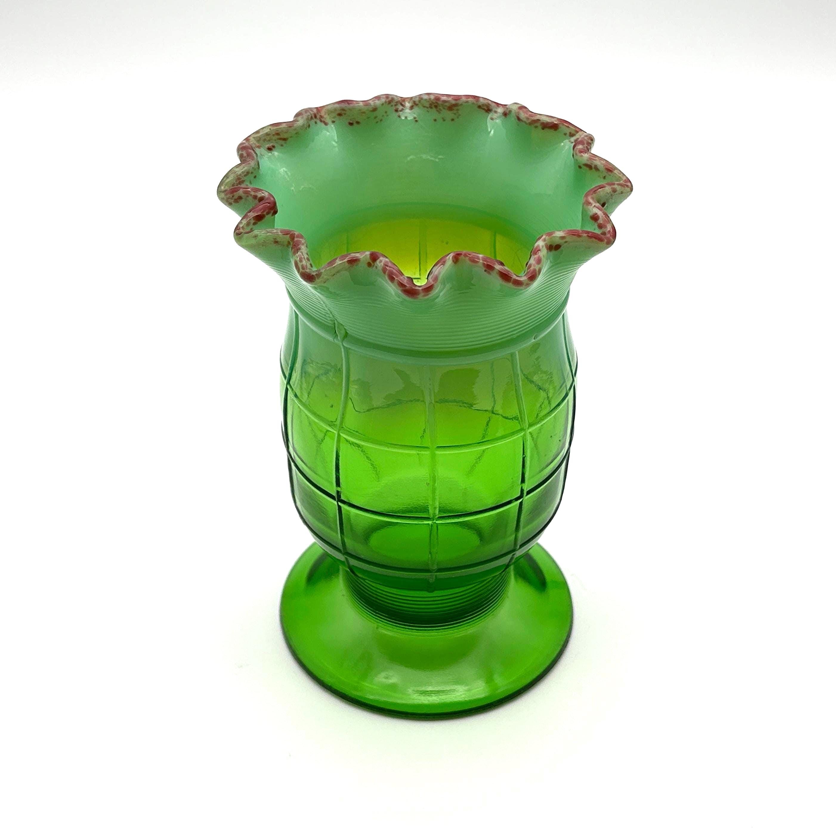 Jefferson Green Opalescent Glass Vase - Etsy