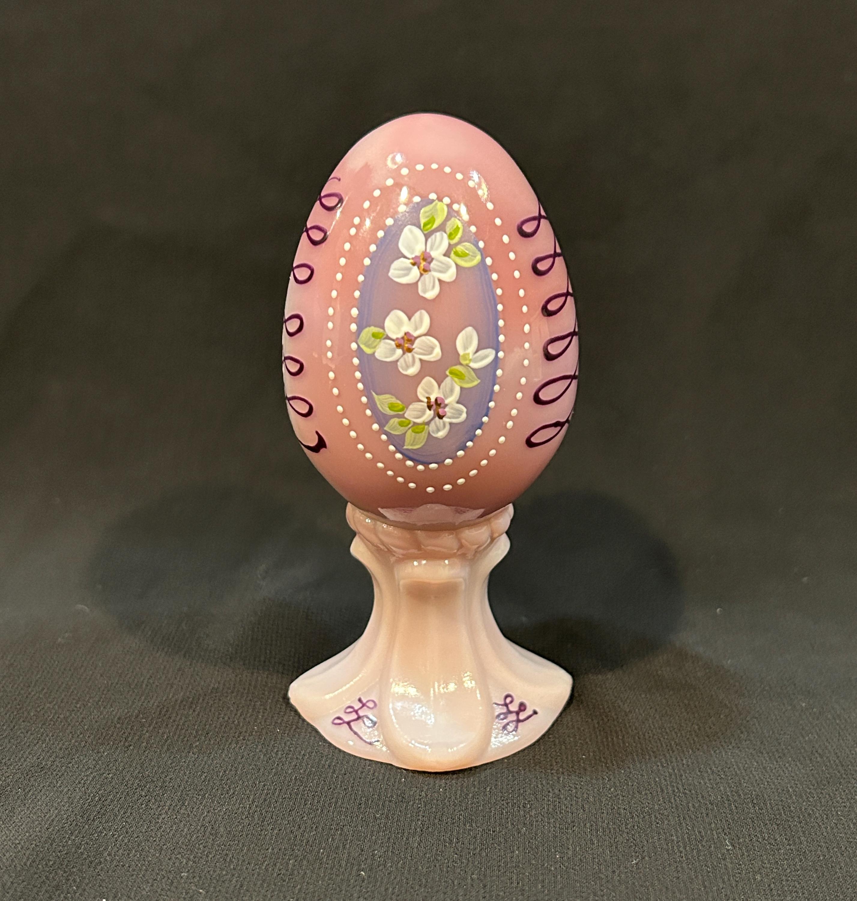 米国フェントン社ウランガラスのイースターエッグ2個（共箱付） 米国フェントン社ウランガラスのイースターエッグ2個（共箱付