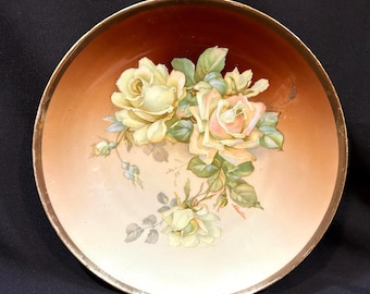 Antique O. & E.G. Royal Austria Hand Painted Roses Cabinet Plate, Artist Signed 8 3/4"
