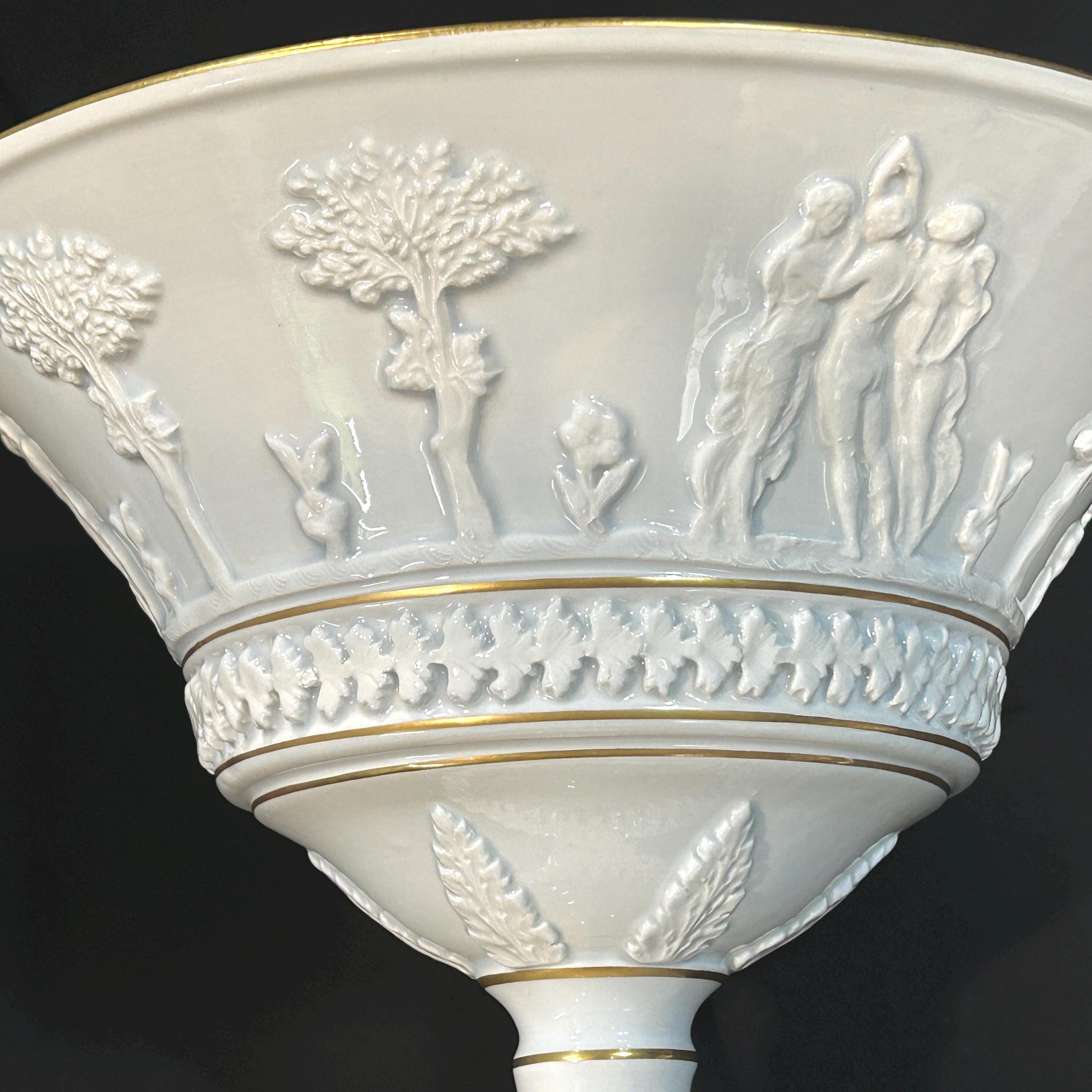 Vintage Italian Renaissance-revival Ceramic Compote 7 7/8