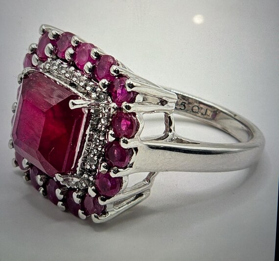 Sterling Silver Mahaleo Ruby Ring: Square Gemston… - image 5