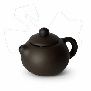 May include: A dark brown, matte-finish teapot with a rounded body, a short spout, a curved handle, and a matching lid featuring a small, rounded knob. The teapot has a smooth, uniform texture and a simple, functional design for brewing tea.