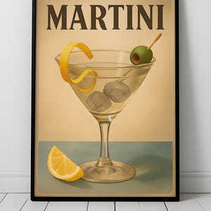 Martini Cocktail Fine Art Poster Vintage Bar Decor Cozy Home Wall Art Cocktail Lover Gift Pub Aesthetic