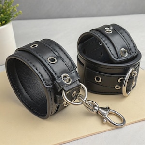 Leather handcuffs, Premium Leather handcuffs, Bondage Handcuffs, Submissive Handcuffs, Wrist Cuffs for play, Adult Handcuffs