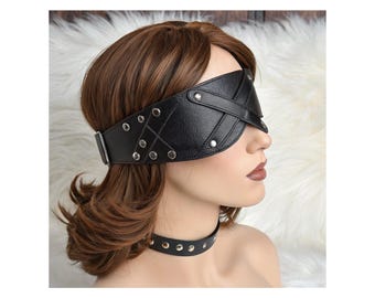 Maschera benda regolabile in pelle a X – Accessorio per cosplay fetish, giochi di ruolo gotici e costumi in maschera