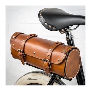 Bolsa para sillín de bicicleta de cuero de grano completo hecha a mano: bolsa de herramientas vintage para bicicleta